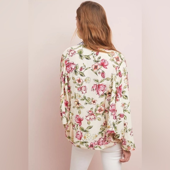 Anthropologie Akemi + Kin Floral Long Sleeve Open Short Kimono Cardigan One Size - Picture 4 of 11